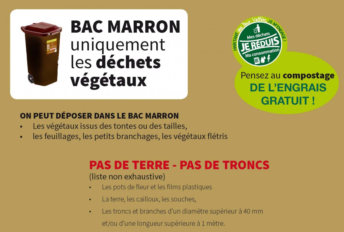 Consignes de tri du bac MARRON sur la CC2V dans l'Oise