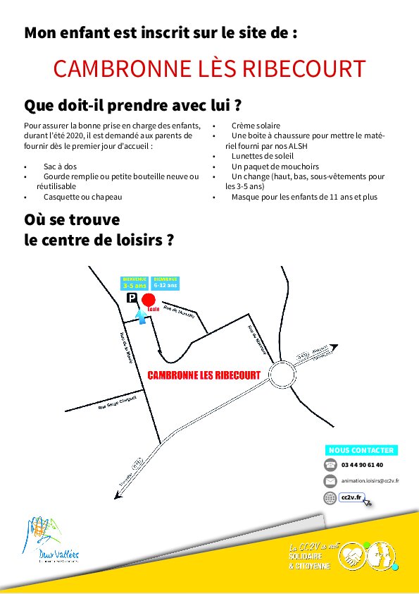 Accès Centre de loisirs CAMBRONNE LES RIBECOURT
