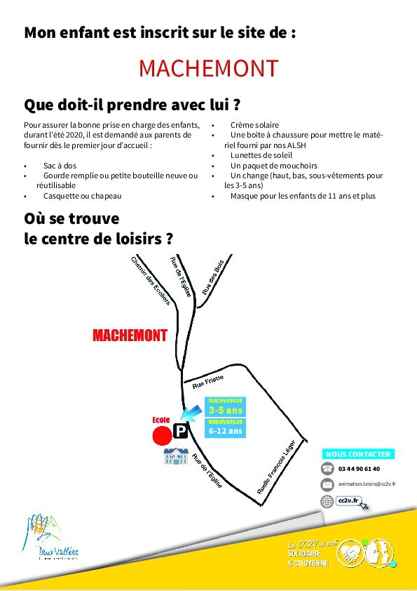 Accès Centre de loisirs MACHEMONT