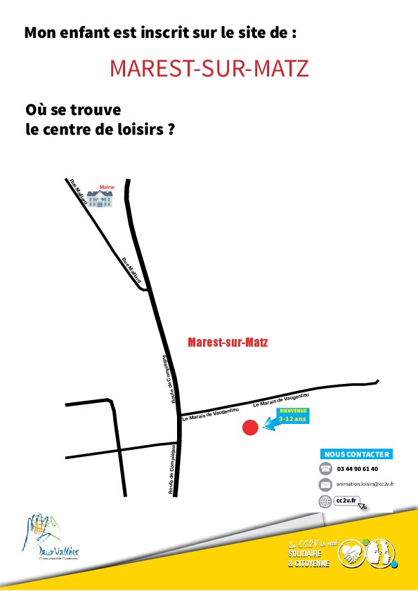 Accès Centre de loisirs MAREST-SUR-MATZ