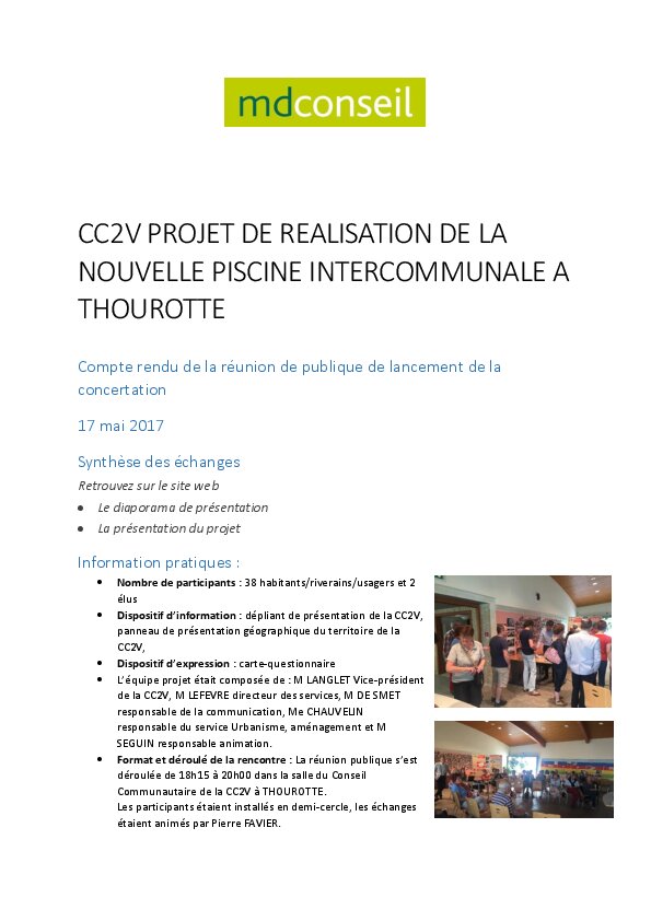 Compte rendu de la réunion de concertation "piscine 2020-2022" du 17 mai 2017