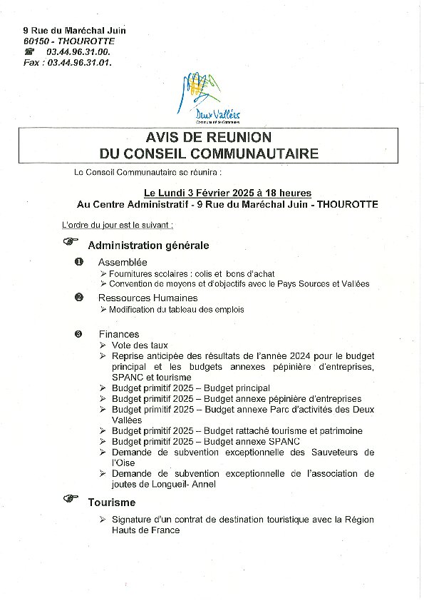 Ordre du jour du 3 février 2025