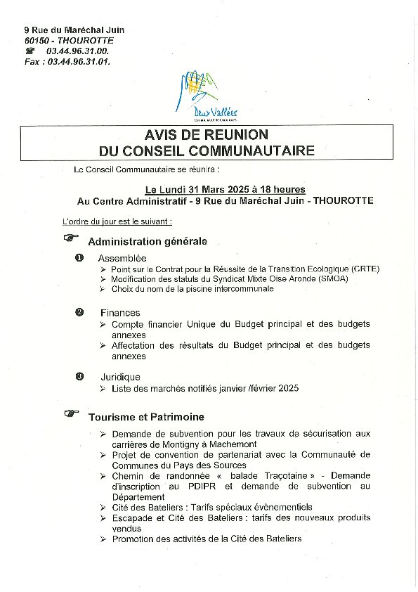 Ordre du jour du 31 mars 2025