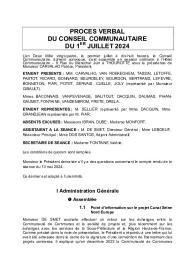 Procès verbal du Conseil Communautaire du 1er juillet 2024