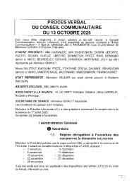 Procès verbal du Conseil Communautaire du 31 octobre 2025
