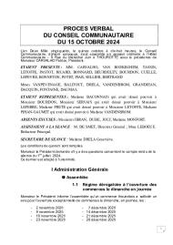 Procès verbal du Conseil Communautaire du 15 octobre 2024