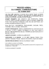 Procès verbal du Conseil Communautaire du 19 mai 2025