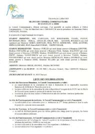Délibérations du Conseil Communautaire CC2V du 3 juillet 2023 