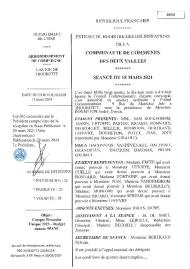 Délibérations du Conseil Communautaire CC2V du 18 mars 2024 - Partie 2