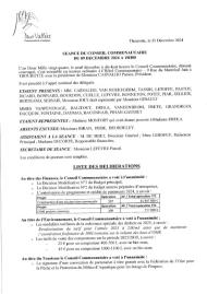 Délibérations du Conseil Communautaire CC2V du 9 décembre 2024