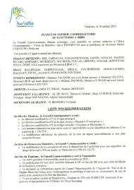 Délibérations du Conseil Communautaire CC2V du 16 octobre 2023 - Partie 1