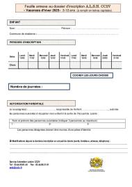 Feuille d'inscription hiver 2025
