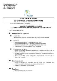 Ordre du jour du Conseil Communautaire du 1er juillet 2024