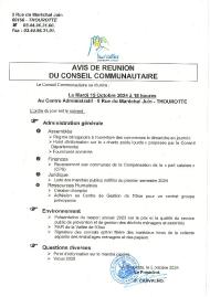 Ordre du jour du 15 octobre 2024