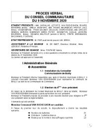 Procès verbal du Conseil Communautaire du 9 novembre 2020
