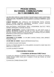 Procès verbal du Conseil Communautaire du 11 décembre 2023