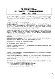 Procès verbal du Conseil Communautaire du 22 mai 2023