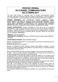 Compte rendu Conseil Communautaire du 27 mars 2017